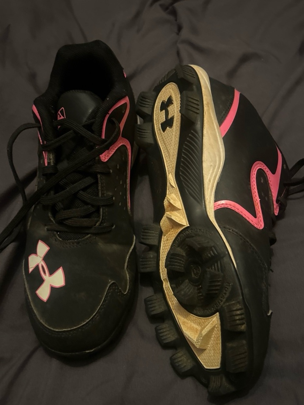 Under Armour Kids Black and Pink Sport Cleats